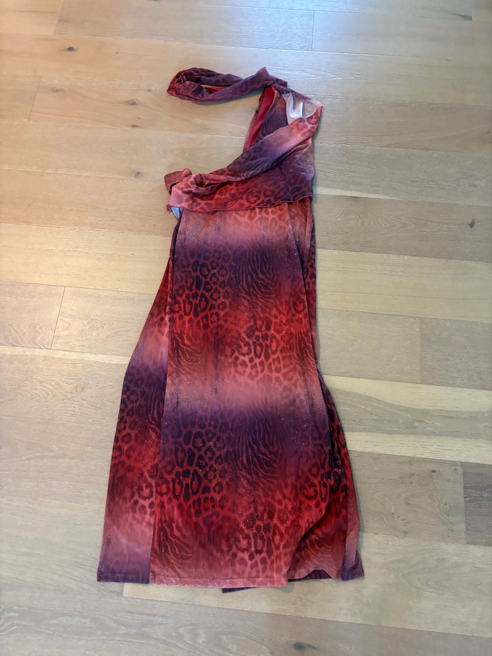 Outcast Solei Maxi Dress Soire Print Medium NWT Cut Out One Shoulder Gradient - Picture 12 of 13